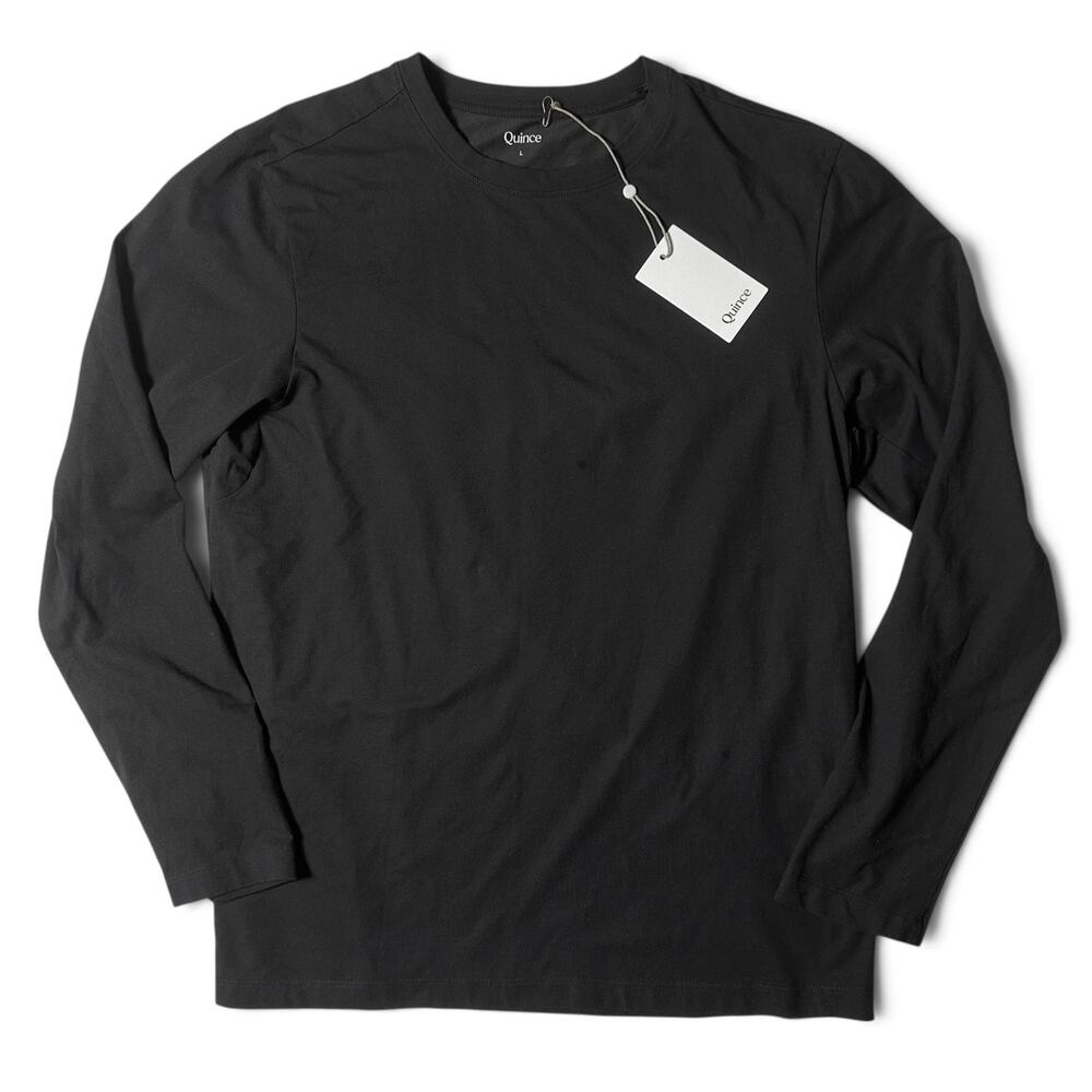 Quince Allday Performance Long Sleeve Tee Mens Size L Black Moisture Wicking NWT